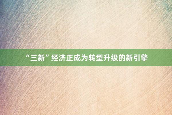 “三新”经济正成为转型升级的新引擎