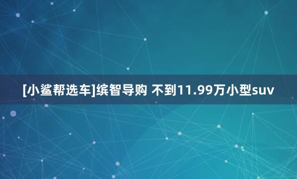[小鲨帮选车]缤智导购 不到11.99万小型suv
