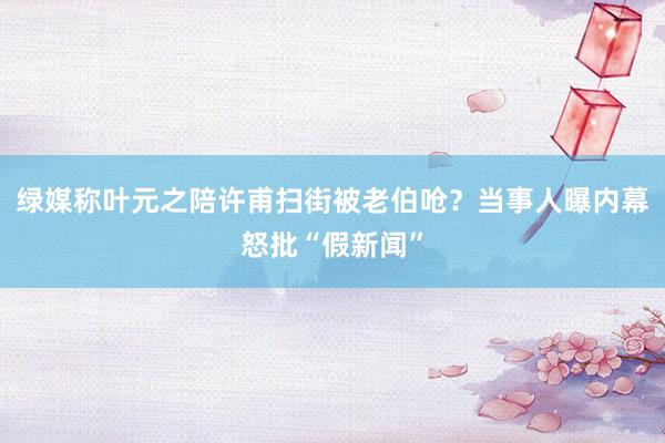 绿媒称叶元之陪许甫扫街被老伯呛？当事人曝内幕怒批“假新闻”