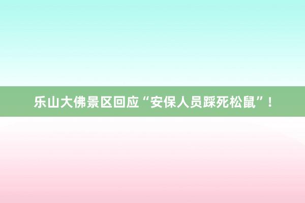 乐山大佛景区回应“安保人员踩死松鼠”！
