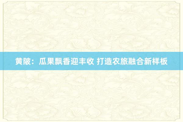 黄陂：瓜果飘香迎丰收 打造农旅融合新样板