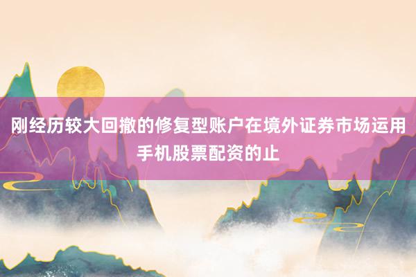 刚经历较大回撤的修复型账户在境外证券市场运用手机股票配资的止