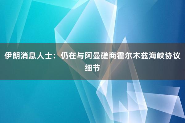 伊朗消息人士：仍在与阿曼磋商霍尔木兹海峡协议细节