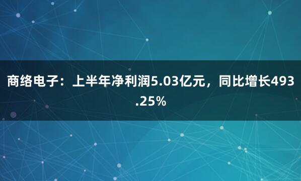 商络电子：上半年净利润5.03亿元，同比增长493.25%