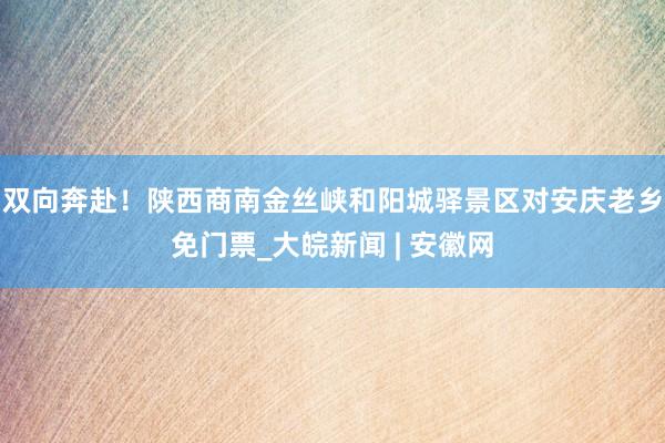 双向奔赴！陕西商南金丝峡和阳城驿景区对安庆老乡免门票_大皖新闻 | 安徽网